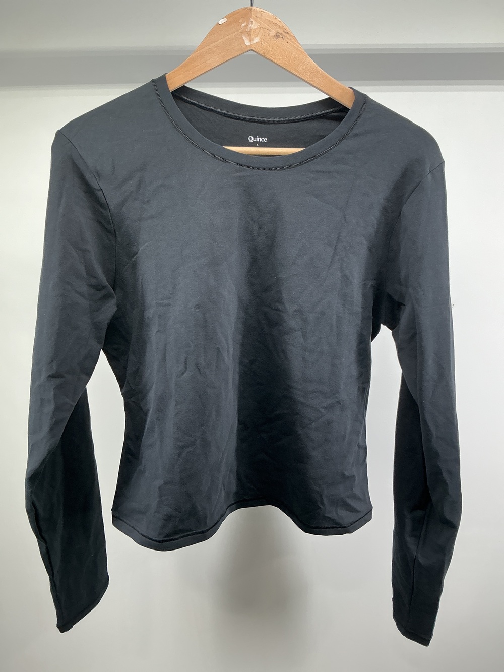 Stretch Cotton Jersey Fitted Long Sleeve T-Shirt